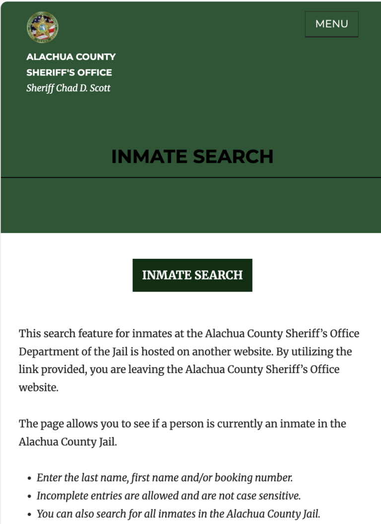 Alachua County Sheriff Inmate Search